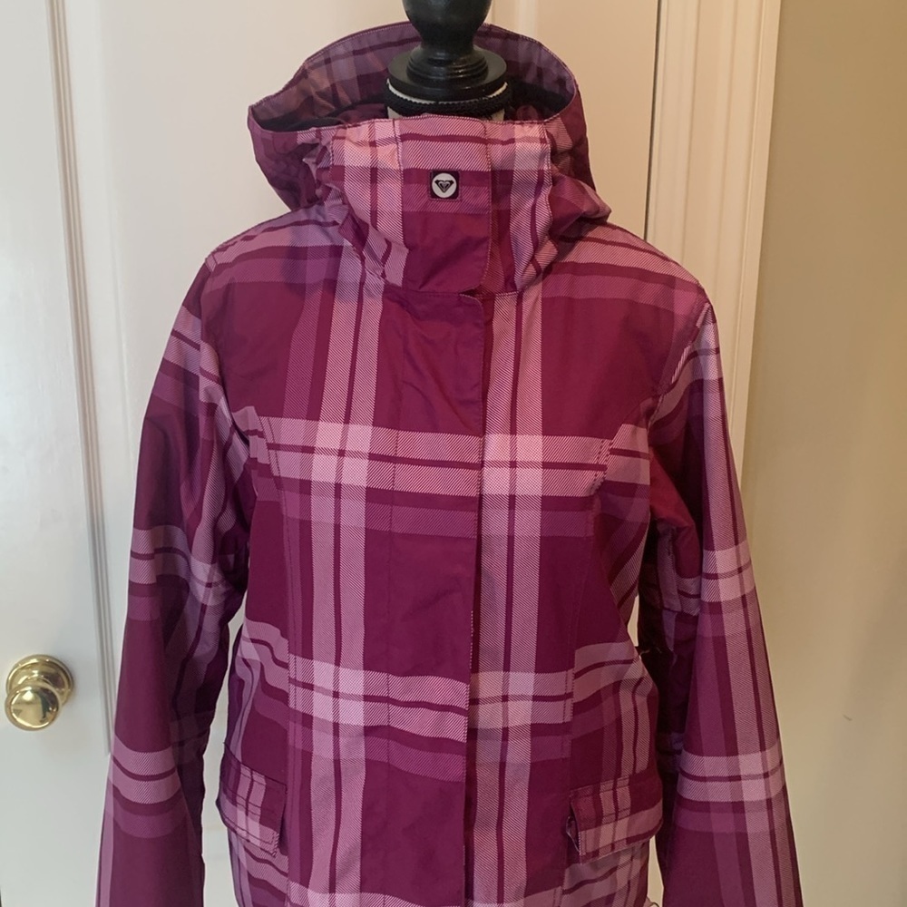 Roxy women’s hooded jacket. Purple plaid. Size small - Picture 2 of 9